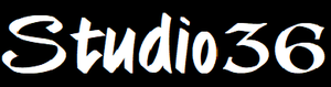 Studio 36 logo, black background with white font that reads, 